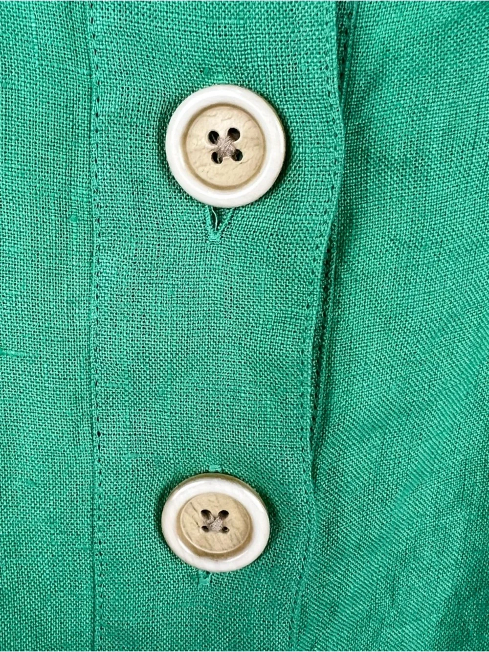 J. Crew 100% Linen Square Neck Button Front Blouse Coastal Summer Green 2022 XS